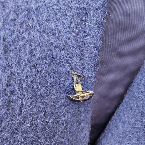 Bogner navy boiled wool button front cocoon coat SEE MEASUREMENTS - Picture 4 of 7